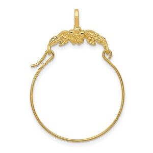 Million Charms 10k Yellow Gold Polished Floral Charm Holder Genuine Gold
